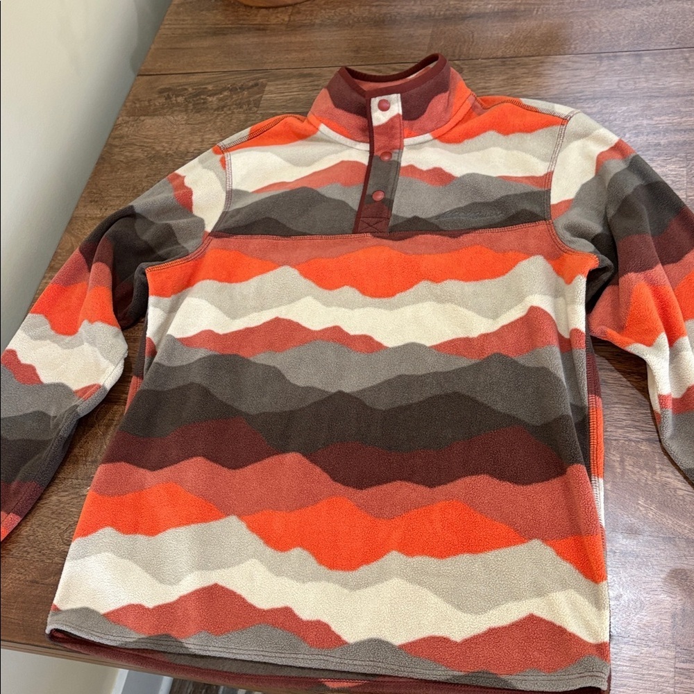 Eddie Bauer Mens Fleece Pullover Sweatshirt Quarter Snap Size S pattern
